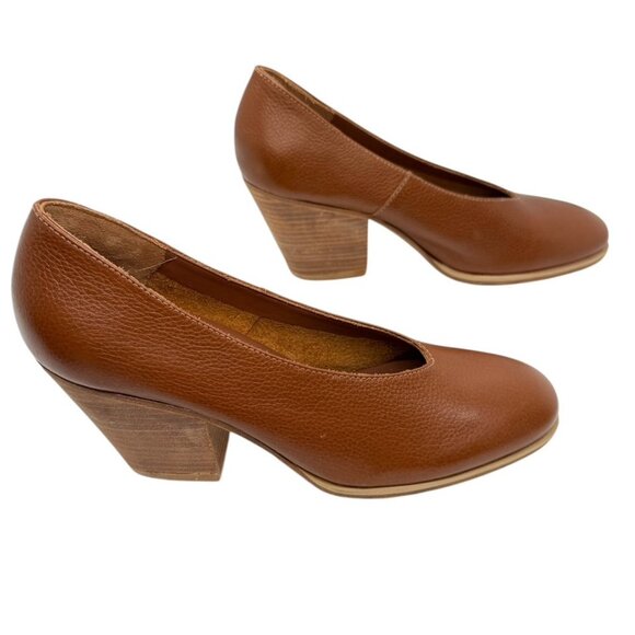 Rachel Comey Cognac Falk Pump Block Heel Leather Size 6.5 Neutral Minimalist EUC - Picture 2 of 12
